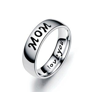 "MOM" Script Band Ring Size 6 Minimalist